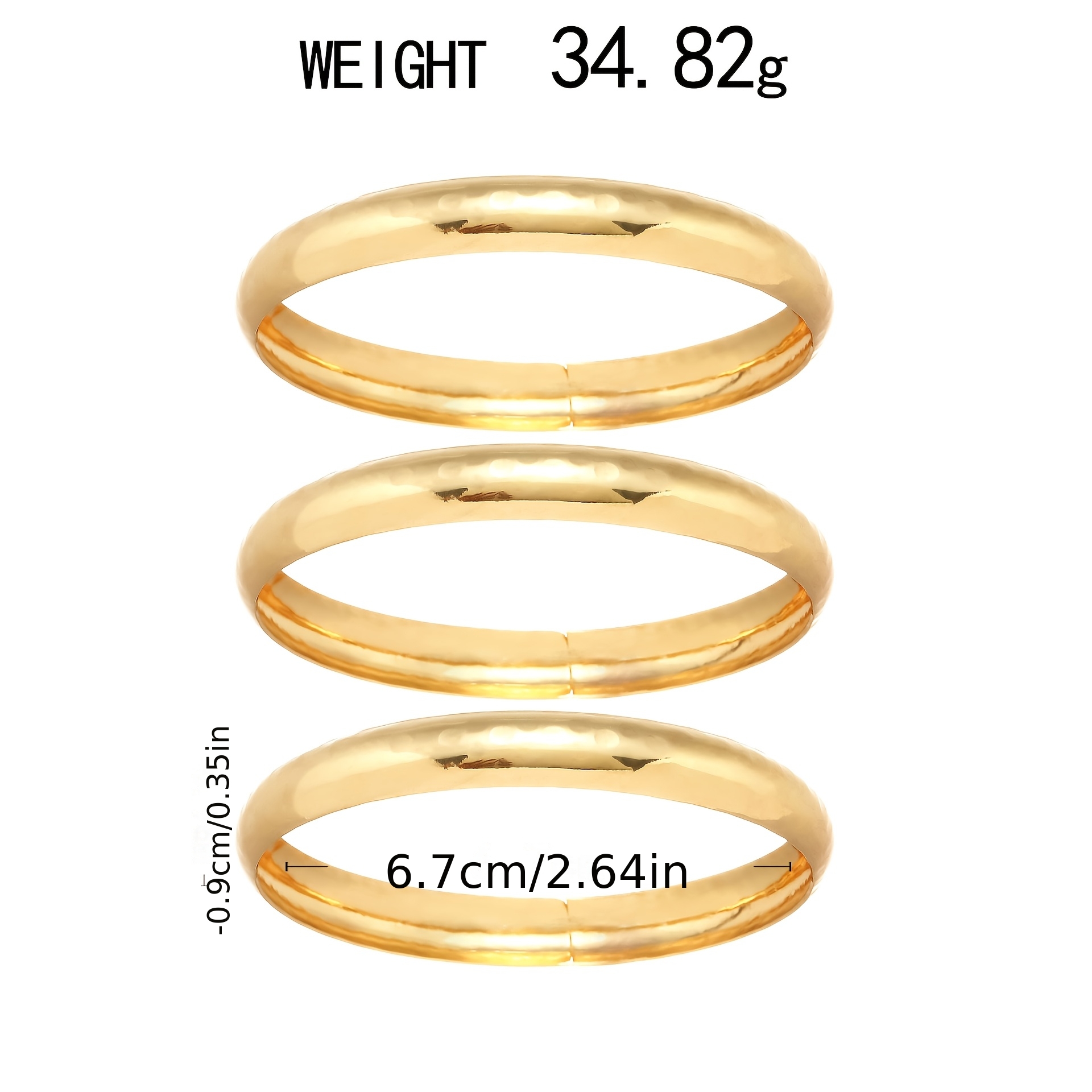 3pcs Retro Geometric Hammer Texture Bracelet Set, Minimalist Style